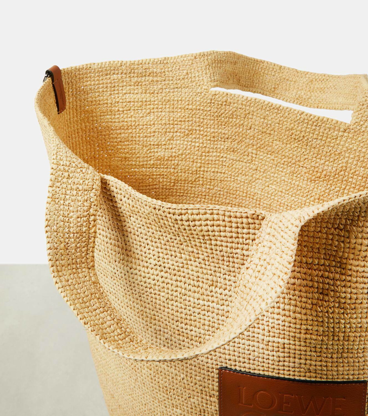 Loewe Large leather-trimmed raffia tote bag Loewe