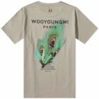 Wooyoungmi Men's Peacock Back Print T-Shirt in Grey