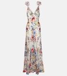 Camilla Embellished floral silk slip dress