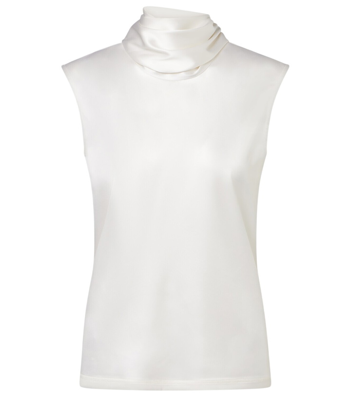 Photo: Bottega Veneta Scarf-detail silk-blend satin top