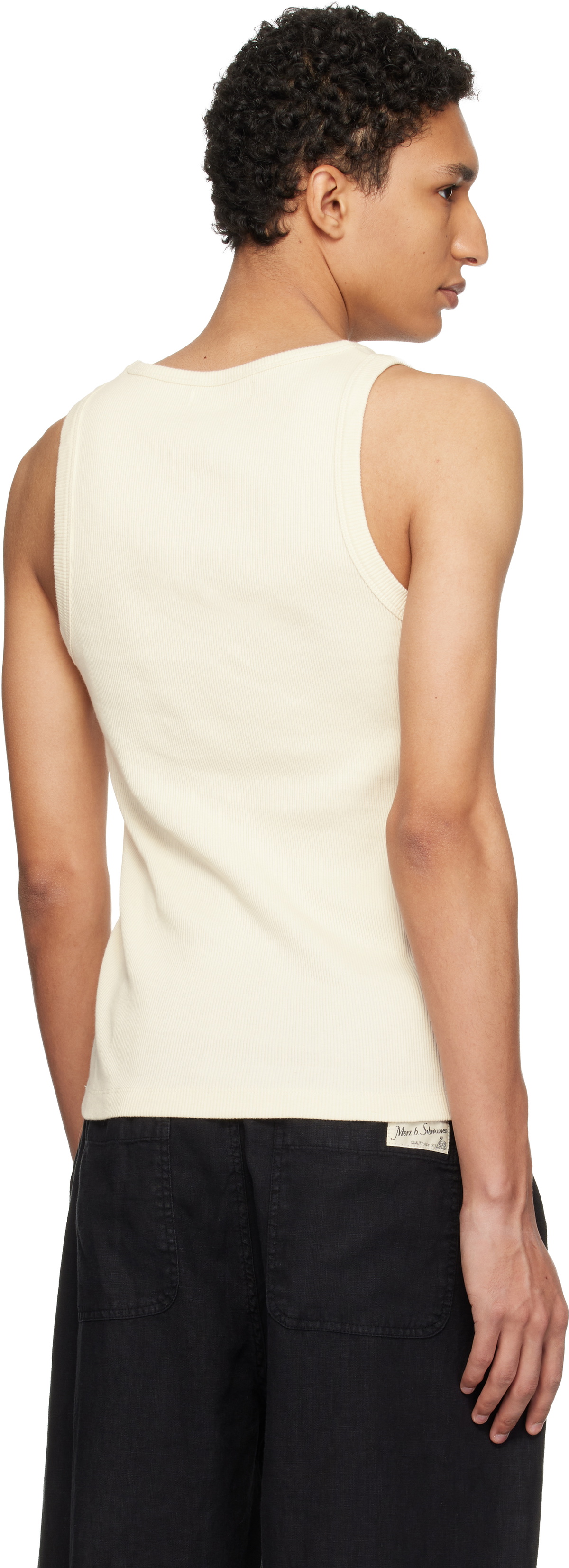 Merz b. Schwanen Off-White Iconic Ribbed Cotton Tank Top