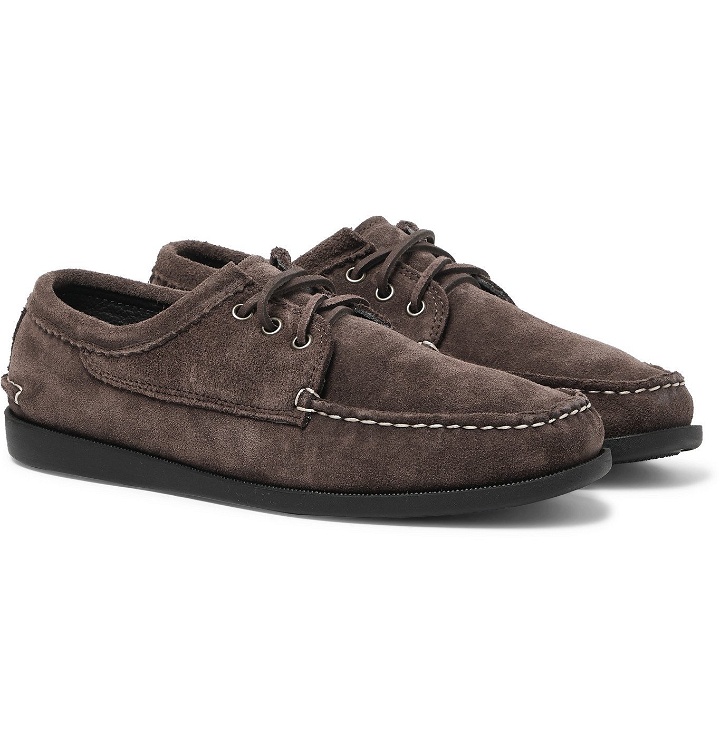Photo: Quoddy - Blucher Suede Boat Shoes - Brown