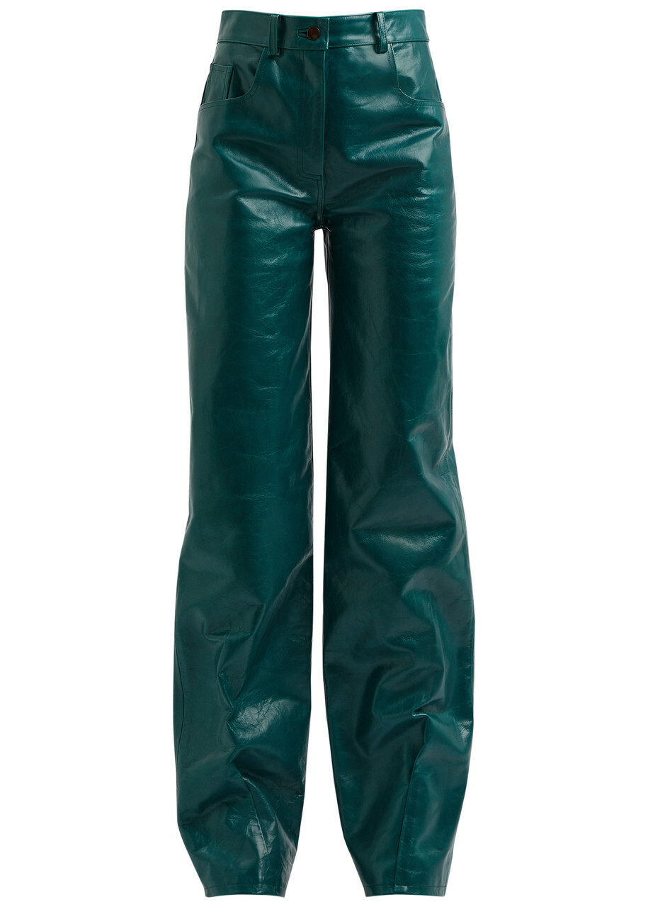 16 Arlington Vante Straight-leg Leather Trousers Teal