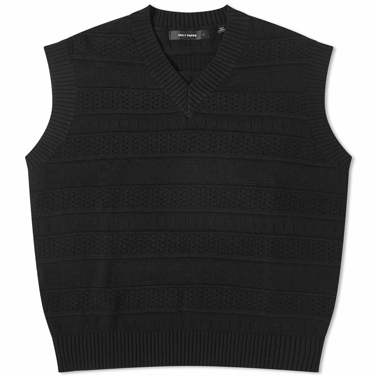 Photo: Daily Paper Men's Rashidi Spencer Knitted Vest in Black