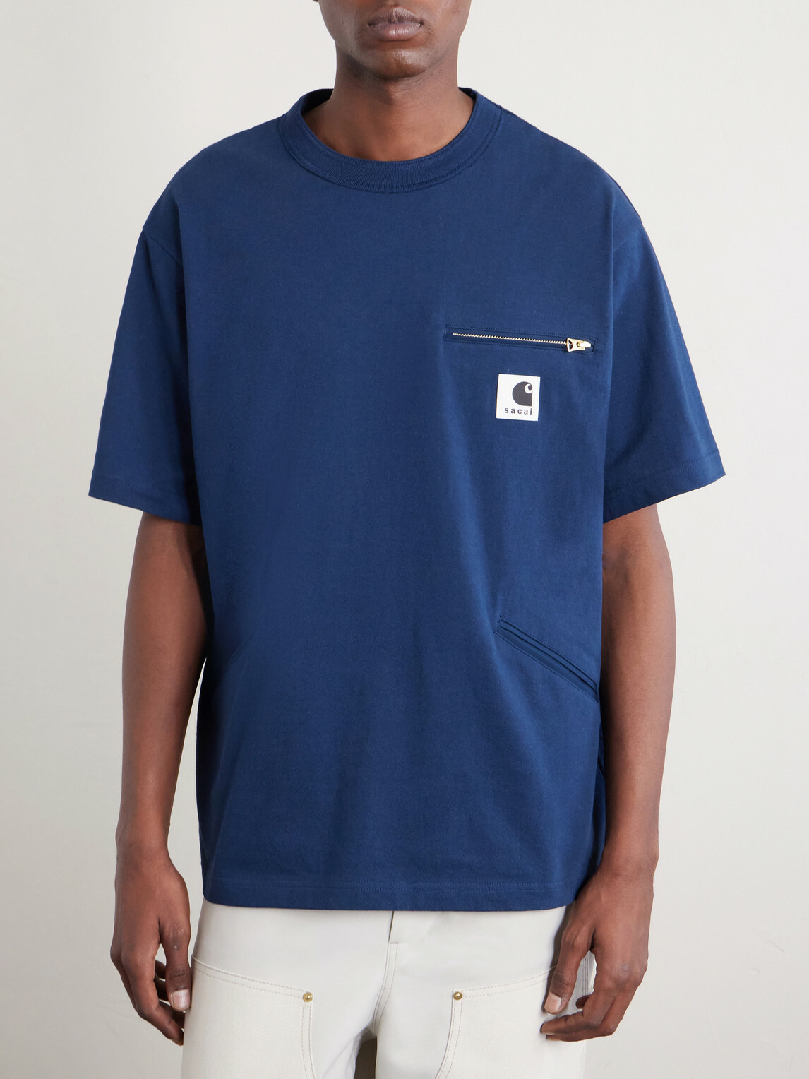 Sacai - Carhartt WIP Logo-Appliquéd Cotton-Jersey T-Shirt - Blue