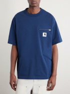 Sacai - Carhartt WIP Logo-Appliquéd Cotton-Jersey T-Shirt - Blue