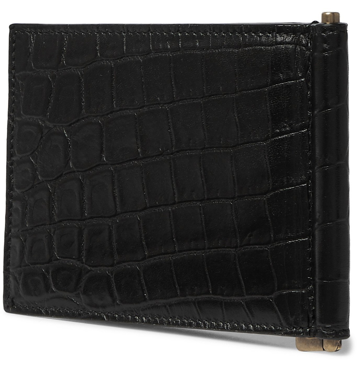 Grain Leather Wallet With Money Clip in Black - Saint Laurent