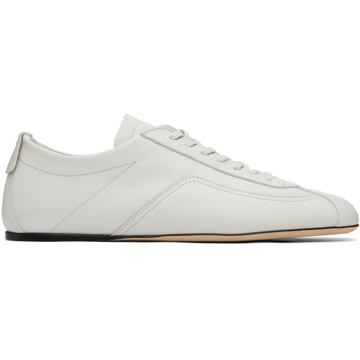 Photo: BOSS White Debossd Logo Nappa-leather Sneakers