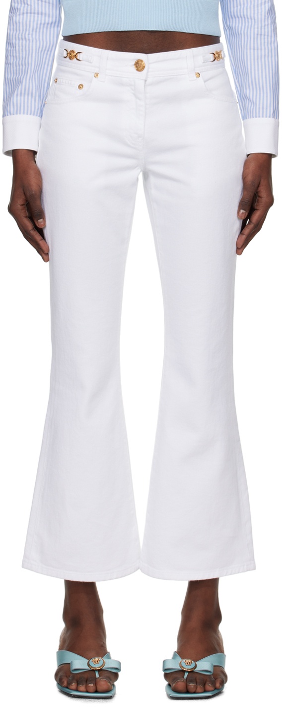 Photo: Versace White Cropped Flared Jeans
