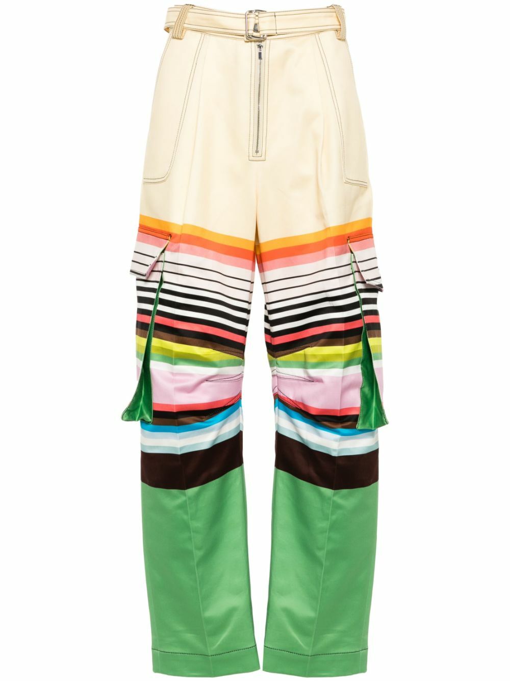 Christopher John Rogers White Colour-Block Tapered Trousers