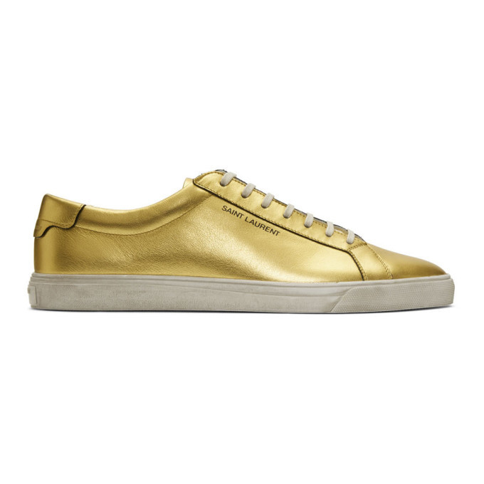 Saint laurent sales sneakers gold