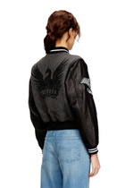 Diesel Cropped varsity jacket in wool and leather - Leather jackets Womens in Multicolor