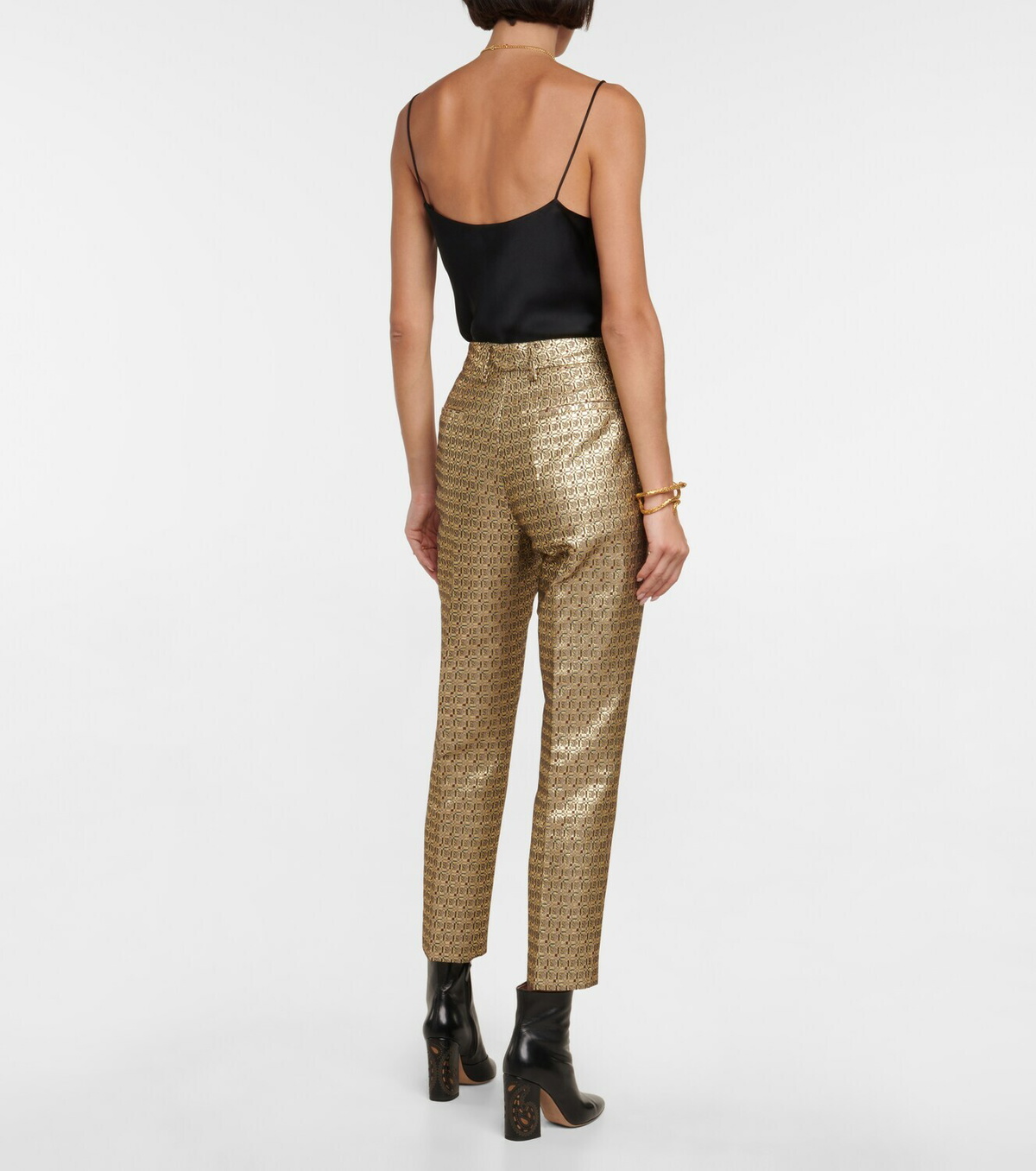 Etro - Metallic jacquard cropped slim pants Etro