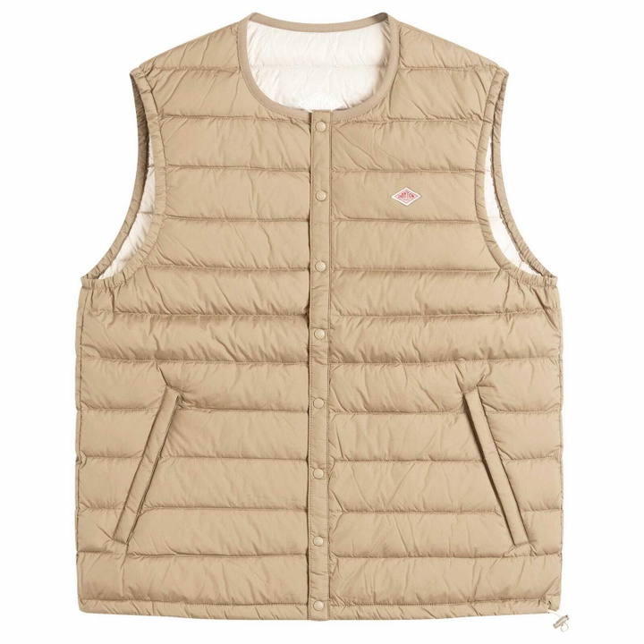 Photo: Danton Men's Inner Down Crewneck Vest in Sand Beige