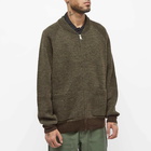 MHL by Margaret Howell Men's MHL. by Margaret Howell Knitted Bomber Jacket Cardigan in Green/Brown