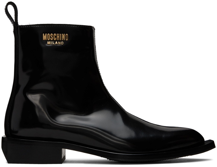 Photo: Moschino Black Pointed Toe Boots