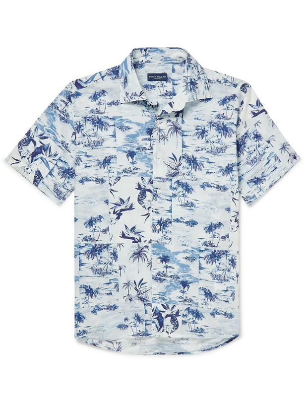 Photo: Peter Millar - Printed Cotton-Voile Shirt - Blue