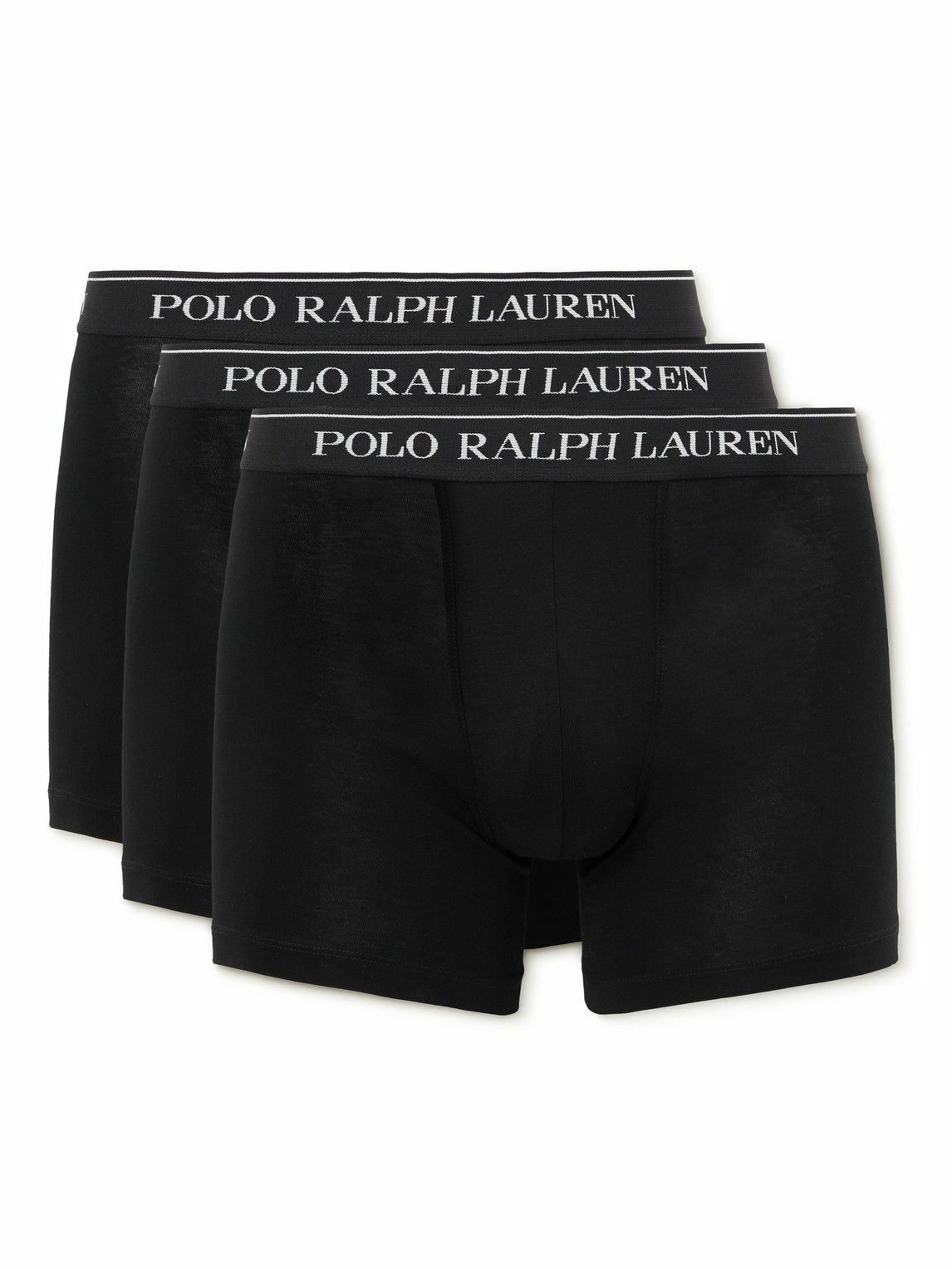 Photo: Polo Ralph Lauren - Three-Packs Stretch-Cotton Boxer Briefs - Black