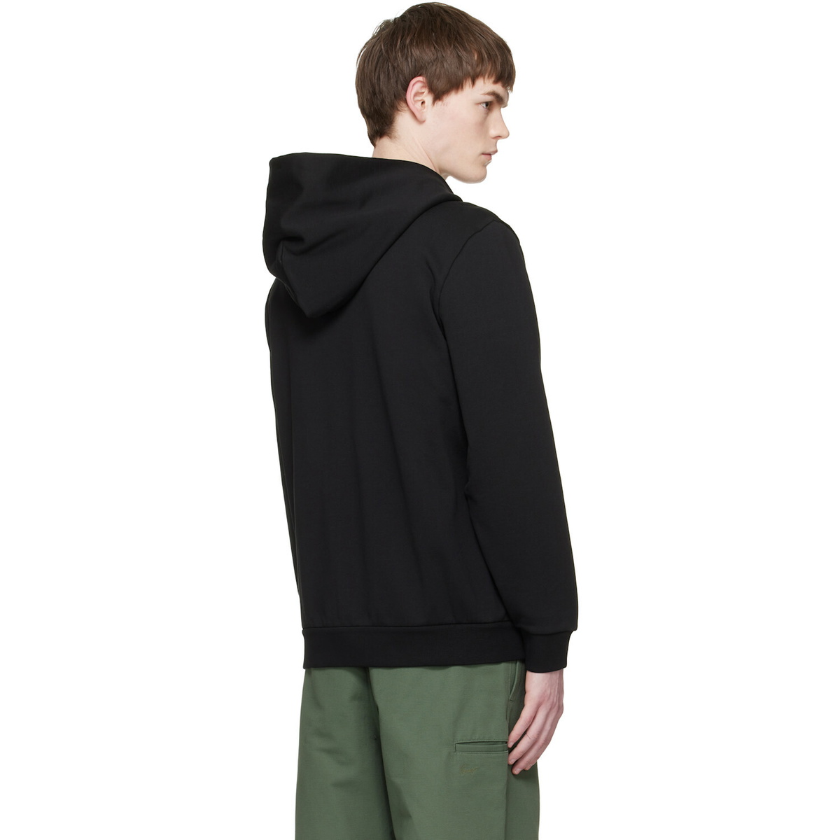 Moncler Black Logo Cotton Fleece Zip-Up Hoodie