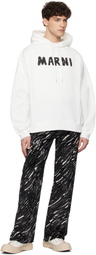 Marni White Crayon Logo Print Organic Hoodie