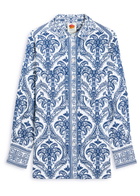 Farm Rio Tropical Printed Linen-blend Pyjama Shirt Navy