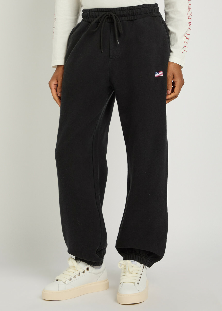 Cole Buxton Embroidered Cotton Sweatpants Black
