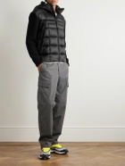 C.P. Company - Logo-Appliquéd Quilted Ripstop and Waffle-Knit Wool Hooded Down Jacket - Black