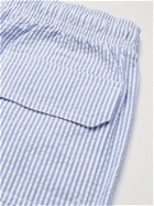 ANDERSON & SHEPPARD - Mid-Length Striped Seersucker Swim Shorts - Blue