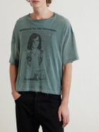 Enfants Riches Déprimés - Reverend Printed Distressed Cotton-Jersey T-Shirt - Blue