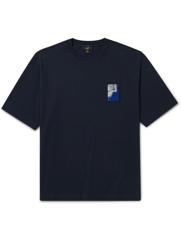 Photo: DUNHILL - Logo-Appliquéd Cotton-Jersey T-Shirt - Blue