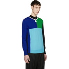 Kenzo Blue and Green Colorblock Zip Sweater