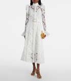 Leo Lin Aliyah belted lace midi dress