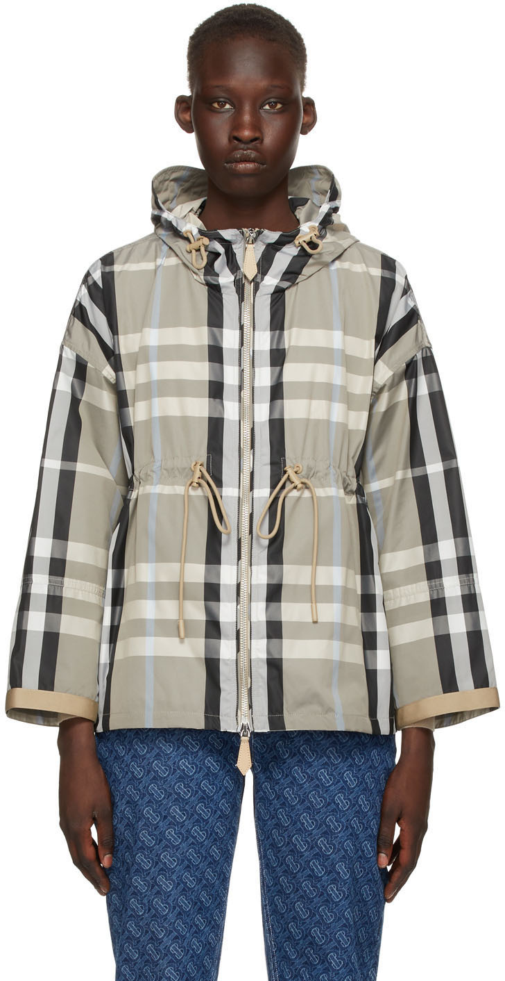 Burberry Grey Check Lightweight Bacton Jacket Burberry