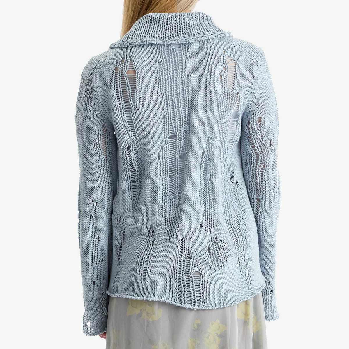 Acne Studios Women's Kummer Natural Cord Mouline Polo Neck Jumper in Light Blue