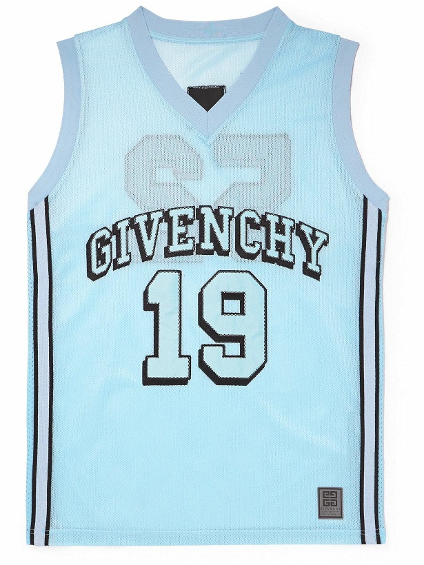Photo: Givenchy - Logo-Embroidered Mesh Tank Top - Blue