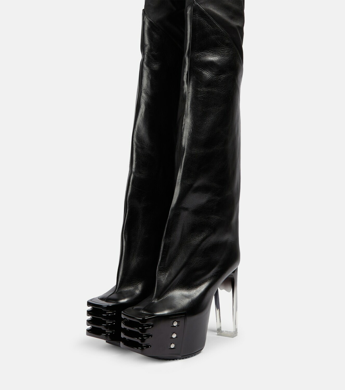 靴 rick owens thigh-high kiss boots Rick Owens SS23 Runway Thigh high Kiss Boots White/Pearl