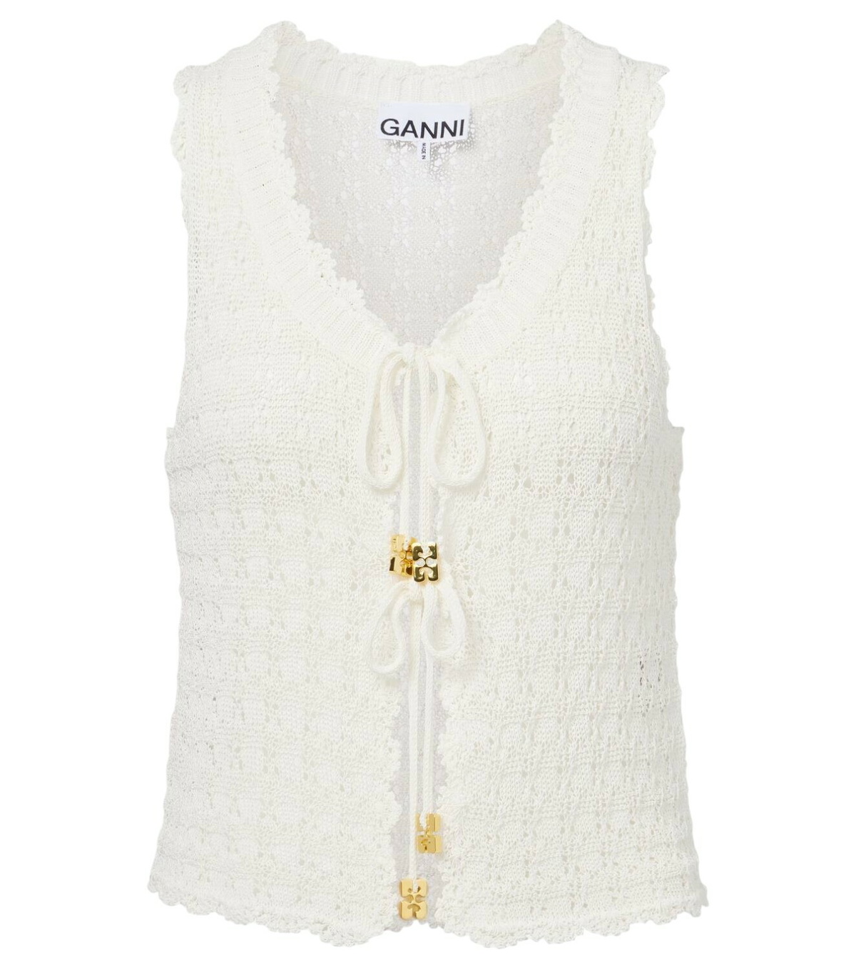 【GANNI】graphic cropped vest【美品】 Ganni GRAPHIC CROPPED VEST - Gray | Garmentory