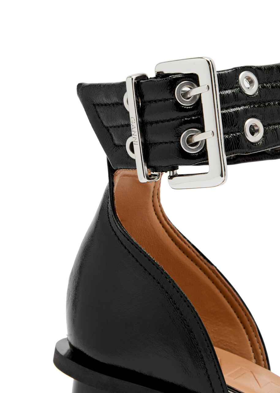 Ganni Buckle 50 Faux Patent Leather Pumps