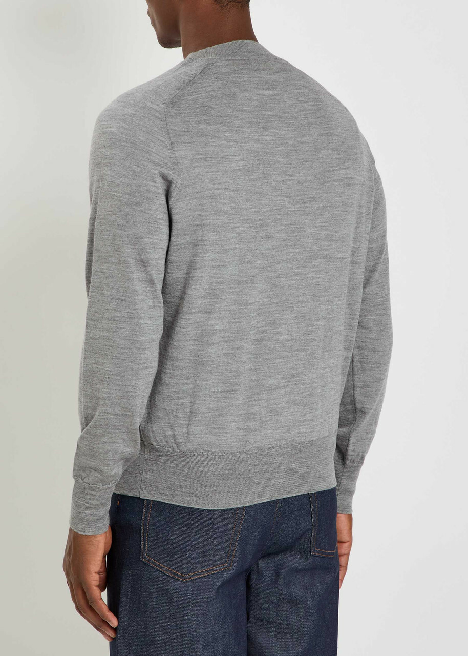 Ami Paris Logo-embroidered Wool Jumper Grey