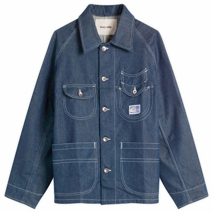 Photo: Story mfg. Men's Story mfg in Dark Denim Wonky Wear