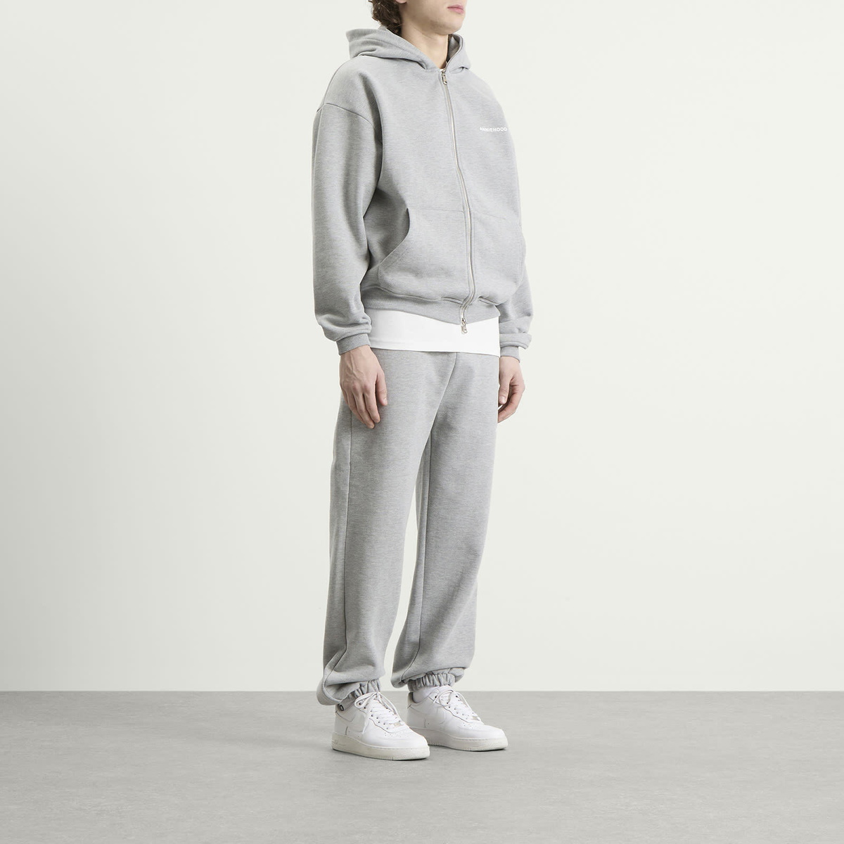 ANNIE HOOD Men's Mini Logo Cuffed Joggers in Marl Grey