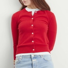 DUNST Women's Essential Crewneck Knit Cardigan in Tomato Red