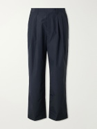 ssstein - Wide-Leg Cotton-Blend Pleated Satin Trousers - Black