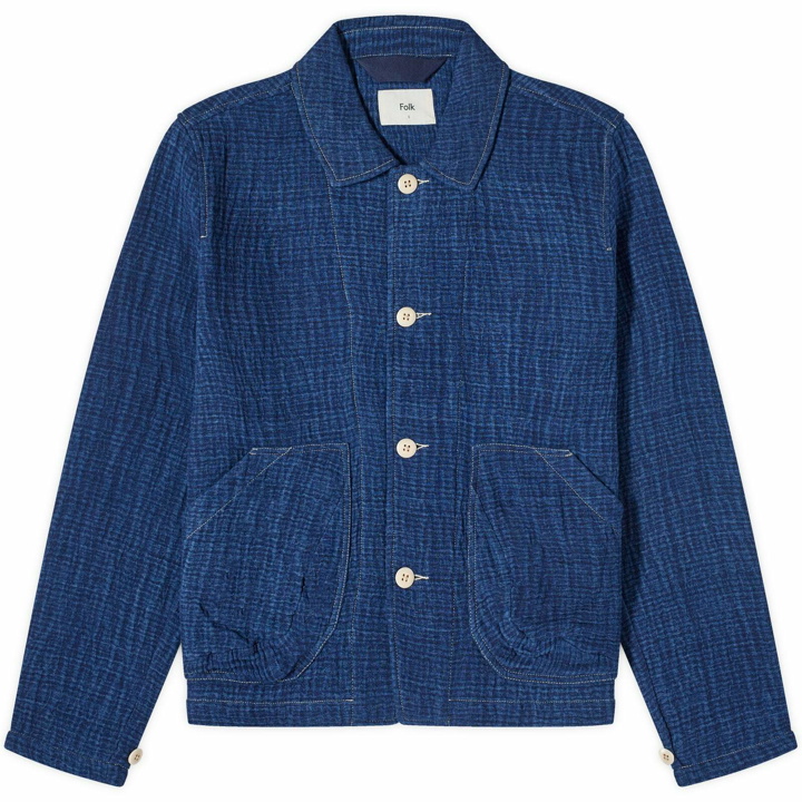 Photo: Folk Men's Waffle Prism Jacket in Indigo Waffle