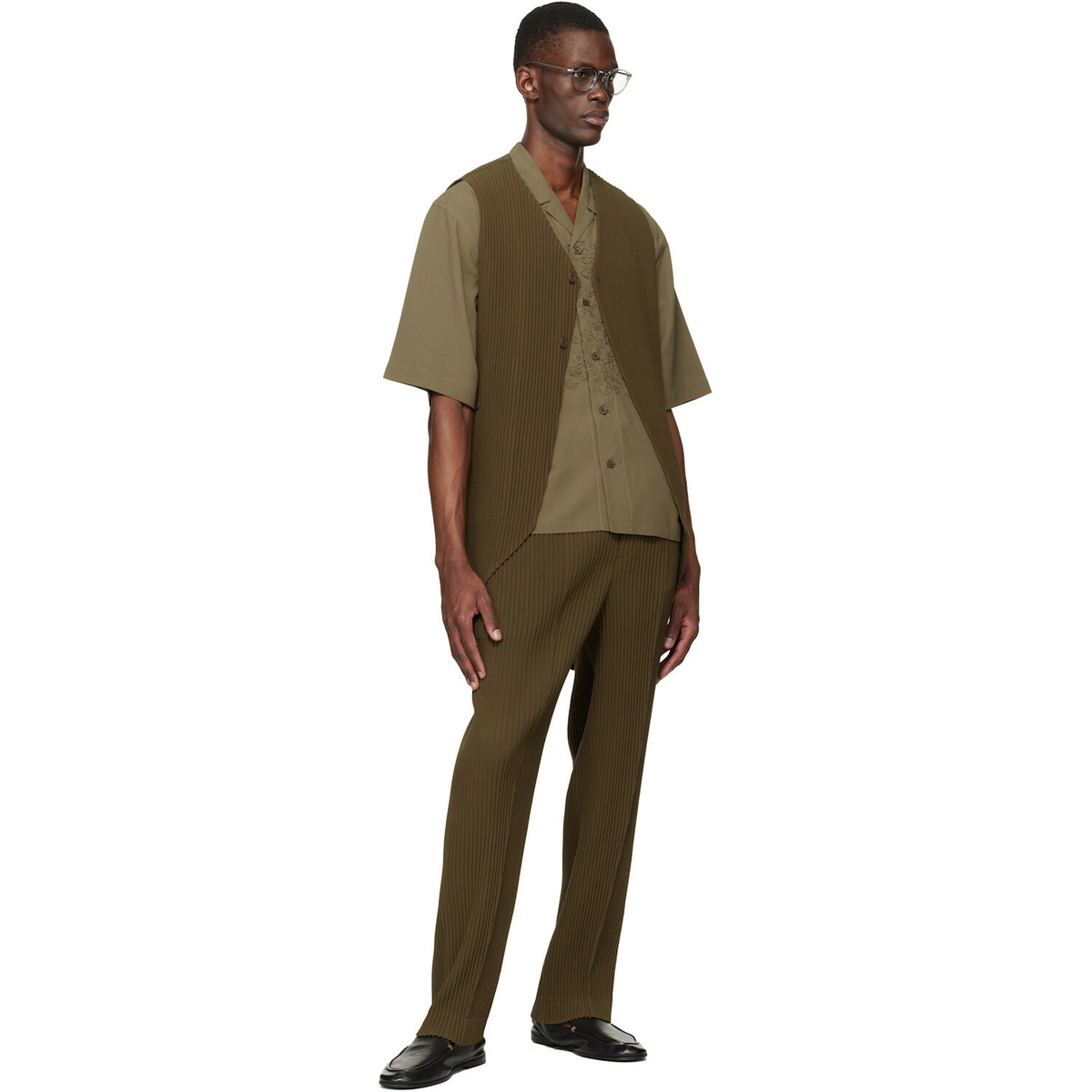 HOMME PLISSÉ ISSEY MIYAKE Khaki Tuxedo Pleats Vest