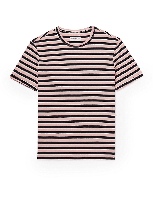 Photo: Officine Générale - Striped Slub Cotton-Jersey T-Shirt - Pink
