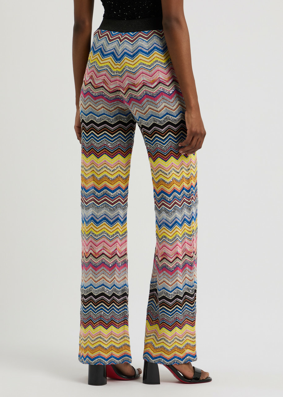 Missoni Zigzag Embellished Metallic Knitted Trousers