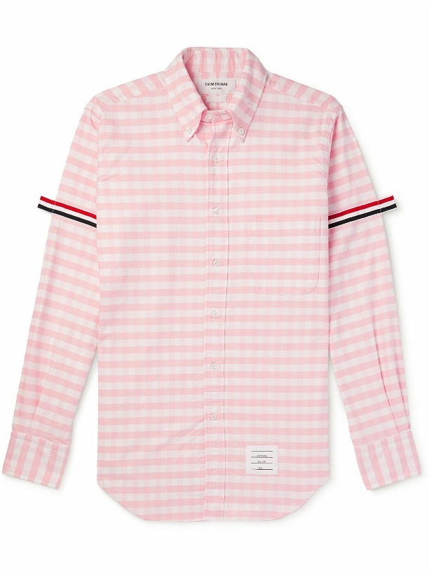 Photo: Thom Browne - Appliquéd Gingham Cotton-Poplin Oxford Shirt - Pink