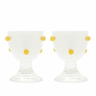 Maison Balzac Pomponette Egg Cups - Set of 2 in Clear/Yellow 