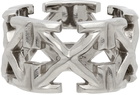 Off-White Silver Melted Arrows Ring